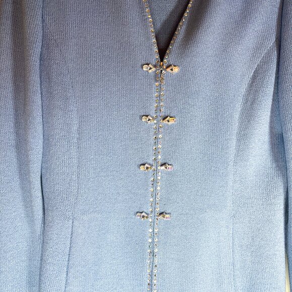 St. John Evening Blue Crystal-Embellished Skirt Suit – Size 4 - Picture 6 of 8